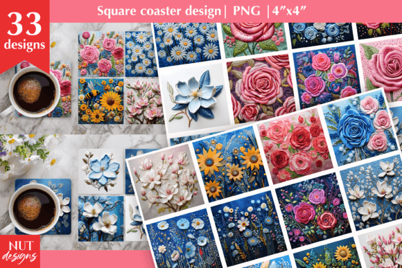 Reviewing 3D Flowers Square Coaster Embroidery