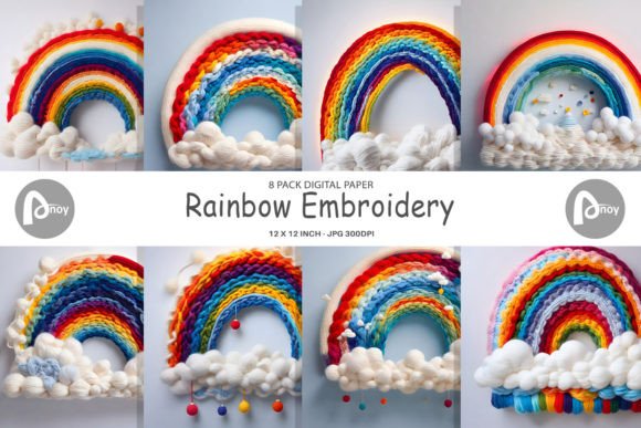 Reviewing Digital Paper Rainbow Embroidery